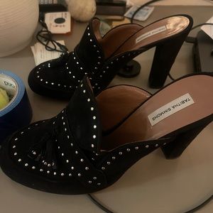 Tabitha Simmons black studded mules size 40.5